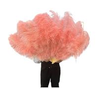 SFOIKVG Eventail plume Grand éventail de Plumes, for mariage, carnaval, célébration, spectacle danse du ventre, décoration DIY, à roses, 13 os pour Danse(Shrimp Pink,100CM right hand)