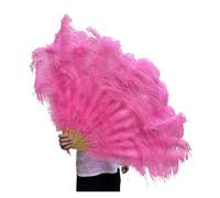 SFOIKVG Eventail plume Grands éventails de Plumes pelucheuses à 13 os, 100CM 130CM, Rose rouge, main, for fête mariage, accessoires spectacle sur scène pour Danse(Pink,100CM leftRight 2PC)
