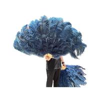 SFOIKVG Eventail plume Grands éventails de Plumes pelucheuses à 13 os, 100CM 130CM, Rose rouge, main, for fête mariage, accessoires spectacle sur scène pour Danse(Deep Blue,Right hand 100CM)