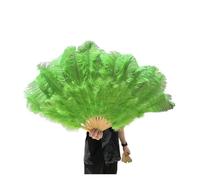 SFOIKVG Eventail plume Grands éventails de Plumes pelucheuses à 13 os, 100CM 130CM, Rose rouge, main, for fête mariage, accessoires spectacle sur scène pour Danse(Green,Left hand 100CM)
