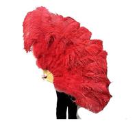 SFOIKVG Eventail plume Grands éventails de Plumes pelucheuses à 13 os, 100CM 130CM, Rose rouge, main, for fête mariage, accessoires spectacle sur scène pour Danse(Red,Right hand 130CM)