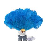 SFOIKVG Eventail plume Grands éventails de Plumes pelucheuses à 13 os, 100CM 130CM, Rose rouge, main, for fête mariage, accessoires spectacle sur scène pour Danse(Light blue,Right hand 130CM)