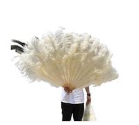SFOIKVG Eventail plume Grands éventails de Plumes pelucheuses à 13 os, 100CM 130CM, Rose rouge, main, for fête mariage, accessoires spectacle sur scène pour Danse(Light yellow,Left hand 100CM)