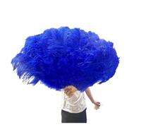 SFOIKVG Eventail plume Grands éventails de Plumes pelucheuses à 13 os, 100CM 130CM, Rose rouge, main, for fête mariage, accessoires spectacle sur scène pour Danse(Dark blue,100CM leftRight 2PC)