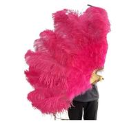 SFOIKVG Eventail plume Grands éventails de Plumes pelucheuses à 13 os, 100CM 130CM, Rose rouge, main, for fête mariage, accessoires spectacle sur scène pour Danse(Watermelon Red,Right hand 130CM)