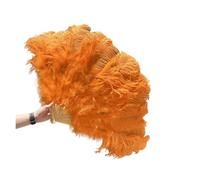 SFOIKVG Eventail plume Grands éventails de Plumes pelucheuses à 13 os, 100CM 130CM, Rose rouge, main, for fête mariage, accessoires spectacle sur scène pour Danse(Orange,Left hand 130CM)