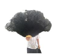 SFOIKVG Eventail plume Grands éventails de Plumes pelucheuses à 13 os, 100CM 130CM, Rose rouge, main, for fête mariage, accessoires spectacle sur scène pour Danse(Black,100CM leftRight 2PC)
