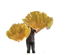 SFOIKVG Eventail plume Grands éventails de Plumes pelucheuses à 13 os, 100CM 130CM, Rose rouge, main, for fête mariage, accessoires spectacle sur scène pour Danse(Olive green,Right hand 100CM)