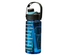 SFOIKVG Gourde Sport Gobelet en Plastique Grande capacité 1,5 L/2 L/3 L, étanche, avec Paille et indicateur de Temps, idéal for la Maison Les activités Sportives extérieur pour l'Extérieur(2.0L,Blue)