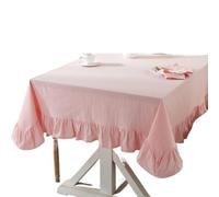 SFOIKVG Nappe Rectangulaire à Volants Nappe à Volants de Couleur Unie | Décoration de couverture de table carrée rectangulaire for la cuisine et la salle à manger(Pink,140x260cm)