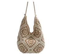 SFOIKVG Sac Fourre en Crochet Sac seau en tricot floral de style rustique, sac à bandoulière grande capacité avec tissage ajouré, design tendance for les jeunes pour Vacances(Baika)