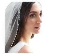 SFOIKVG Voile mariée Voile de mariée Blanc à Un Niveau, Bord perlé, Perles Cristal, avec Peigne, Accessoires pour s'Habiller(250cm)