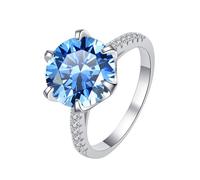 SFQEVHRZ Bague en diamant, Bagues de fiançailles classiques en diamant moissanite 5 carats for femmes, couleur D, pureté VVS1(Blu,8)