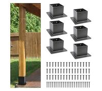SFQEVHRZ Base de Support de terrasse, Base de Poteau 4x4, Ancre Robuste, Supports poteaux Noirs Mats en Acier épais for clôture Pont, boîte aux Lettres, Pergola(6pcs)