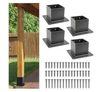 SFQEVHRZ Base de Support de terrasse, Base de Poteau 4x4, Ancre Robuste, Supports poteaux Noirs Mats en Acier épais for clôture Pont, boîte aux Lettres, Pergola(4pcs)