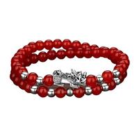 SFQEVHRZ Bracelet, Bracelet d'équilibrage en perles de cristaux noirs rouges grenat, Talisman for la prospérité, l'argent, bonne chance(10)