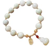 SFQEVHRZ Bracelet, Bracelet pendentif for femme avec pierres précieuses naturelles, perles rondes de 10 mm, amulette en cristal Reiki, méditation(Green)