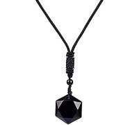 SFQEVHRZ Collier à pendentif, Colliers hexagrammes en obsidienne tendance for femmes, pendentif en pierre d'énergie naturelle, collier étoile de David en obsidienne, bijoux porte-bonheur for hommes