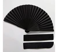 SFQEVHRZ Éventail de danse, Style chinois noir Vintage main ventilateur pliant ventilateurs danse fête de mariage faveur(1pc Fan and 1pc Bag)