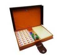 SFQEVHRZ Jeu de Mahjong, Jeu de Mahjong Classique Chinois avec 144 tuiles gravées, Manuel boîte(Beige)
