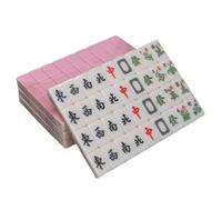 SFQEVHRZ Jeu de Mahjong, Petit Jeu de Mahjong Voyage Familial avec 144 tuiles gravées, Manuel for la Maison(Roze)