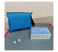 SFQEVHRZ Jeu de Mahjong, Petit Jeu de Mahjong Voyage Familial avec 144 tuiles gravées, Manuel for la Maison(Blu)