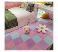 SFQEVHRZ Moquette Puzzle, Dalles de Moquette emboîtables en Peluche, 24 pièces, Tapis Puzzle Mousse, carrés Doux for l'escalade(Purple+Pink+lightblue,12x12x0.4in)