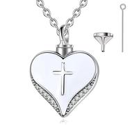 SFQEVHRZ Pendentif femme, Collier urne personnalisé en argent sterling 925 avec pendentif en forme d'arbre de vie et ailes d'ange(Heart)