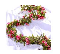 SFQEVHRZ Vigne Artificielle, 2. Mètres 42 Petites Fleurs Artificielles Lierre Roses Fausse Vigne Couronne Mariage Maison Magasin Décoration Plastique Mur(Rose Red)