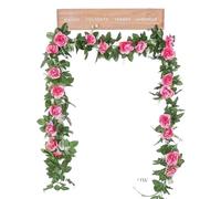 SFQEVHRZ Vigne Artificielle, Lot de 2/2 rosiers artificiels 2, m, 10 têtes, en Plastique, for décoration d'intérieur, Jardin, d'arche Mariage, Guirlande rotin(10 Head Rose Red,1PCS)