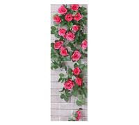SFQEVHRZ Vigne Artificielle, Lot de 2 rosiers artificiels 95 cm, Imitation Murale, 19 têtes Fleurs Vertes, décoration for la Maison, Le Jardin et Paysage(Rose Red,2 pcs)