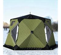 SFSLBFB Abri de p¨ºche sur Glace Portable, Tente Pliante isol¨¦e et Coupe-Vent avec Sortie de po¨ºle et Sac de Transport pour 6 ¨¤ 10 Adultes, ancrages ¨¤ Glace Inclus.