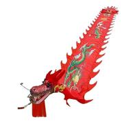 SFSLBFB Accessoire de Danse du Dragon et du Lion : Banderole en Soie 3D pour Spectacles de Danse du Dragon, d'halloween, de Printemps et de Sports de Plein air (Rouge, 10 m).
