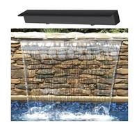 SFSLBFB Déversoir de Cascade pour Bassin, 40 60 80 100 120 150 180 200 cm, Fontaine pour Piscine d'hôtel ou de Villa, Plateforme en Acier Inoxydable avec Accessoires (Noir, 34"/86,4 cm)
