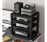 SFSLBFB Meuble TV Moderne à 4 Niveaux avec système stéréo et Rack Audio, Structure Robuste en Tubes d'acier pour Le Divertissement à Domicile, Grande capacité de Charge (Noir, 50 x 35 x 48 cm)