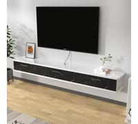 SFSLBFB Meuble TV Suspendu avec Rangement, Console Murale avec Porte Pliante, Longue étagère TV Blanche pour Salon, Meuble TV Suspendu élégant pour Chambre et pièces à Vivre