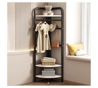 SFSLBFB Porte-manteau d'angle autoportant avec crochets, porte-vêtements d'entrée en métal avec rangement, pour salon, chambre à coucher, vestiaire (noir)