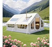 SFSLBFB Tente Gonflable de Camping 6-8 Personnes, Grande Tente 4 Saisons de 10 m2 avec Sortie pour po¨ºle et Fen¨ºtres en Filet, Tente de Glamping Imperm¨¦Able, Montage Facile et Pompe Incluse.