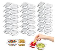 SFSSHUI 20 Pcs boîte à sauce à double compartiment,contenants à condiments à double compartiment,clear plastic snack container,snack box,Réutilisable.