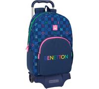 Sfta Benetton Damero - Grand Sac À Dos Scolaire Avec Chariot 905, Idéal Pour Enfants De Différents Âges, Confortable Et Polyvalent, Qualité Et Résistance, 32 X 13,5 X 44 Cm, Bleu Marine, M,