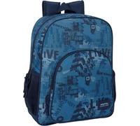 Sfta New Edition - Sac À Dos Scolaire Pour Enfant, Adaptable Au Chariot, Idéal Pour Les Enfants D'âge Scolaire, Confortable Et Polyvalent, Qualité Et Résistance, 32 X 12 X 38 Cm, Bleu Marine, M