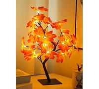 SFTYUFS Érable artificiel lumineux - Arbre d'automne lumineux - Arbre de Thanksgiving - 45,7 cm - 24 LED - Pour cadeaux de fête de mariage - Intérieur et extérieur - Récolte d'automne - Décoration
