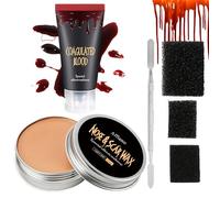 SFX Kit De Maquillage Halloween Fake Blood, Cire Pour La Peau + Faux Sang, Ound Cicatrice Cire Faux Sang Spatule 3 Éponges Pour Cicatrices Théâtre Les Effets Spéciaux Zombie Vampire Skeleton Costume