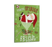 SFXHHWG Poster de Noël faisant des esprits Père Noël lumineux dans un verre à cocktail, décoration d'intérieur, décoration murale, impression sur toile, 20 x 30 cm
