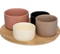 Sg secret de gourmet - Set apéritif "wavy bliss" 5 pièces en bambou et céramique