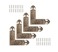 SG Store 4pcs Connecteurs d'angle Décoratifs Raccords Supports d'angle avec 32 Vis Supports de Conception en Laiton Antique Vintage Connexion de Protection 89x89mm
