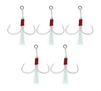 SG Store 5pcs Rouge Hameçons d'assistance au Jigging Double Hameçon de Pêche au Jigging pour Dancing Stinger en Eau Salée pour Tous Types de Jigging Appâts de Jigging Vertical