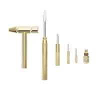 SG Store 6 en 1 Mini marteau en cuivre multifonctionnel tournevis outil de réparation en métal marteau kit utilisé pour réparer téléphones portables, ordinateurs portables, montres Doré