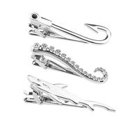SG Store Ensemble avec 3pcs Pinces à Cravate en Argent Crochet de Poisson Pince à Cravate Poulpe Membre Pince à Cravate Requin Pince à Cravate Vêtements Accessoires pour Hommes Garçons Cuivre