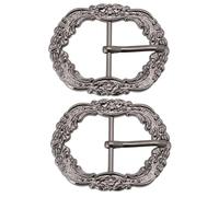 SG Store Lot de 2 boucles de ceinture vintage en métal à motif irrégulier pour vêtements, bretelles, ceintures 30 x 58 mm, noir/argenté, 30x58mm